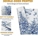 Blue and White Christmas Tree Placemats Set of 4, 12x18 Inch Chinoiserie Xmas Place Mats Winter Holiday Washable Linen Table Mats for Party Kitchen Dining Outdoor Indoor Decor by CozyNest Decor