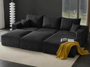 Boneless Sectional Cloud Couch Sofa Bed for Living Room, 112" Modular Modern Lounge 3 Seater Sleeper Black Couches with Chaise, No Assemble, Cordury Compression Upholstered Sofas by CozyNest Decor