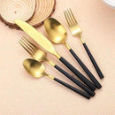 Matte Silverware Set Gold Flatware Set with Hexagon Handle 20 Pieces 18/0 Stainless Steel Cutlery Set Wedding Housewarming Gift Service for 4 (Matt black gold) by CozyNest Decor