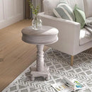 COSIEST Rustic Accent Side Table, Farmhouse Wood Pedestal Table Round End Table for Living Room, Bedroom, Distressed Whitewash Finish, Grey Color by CozyNest Decor