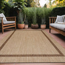 Bordered Outdoor Rug 9x12 Washable Outside Carpet for Indoor Patio Porch Waterproof Easy Cleaning Non Shedding Area Rugs Jute Beige - Nut Brown 9 x 12 by CozyNest Decor