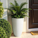 Worth Garden 2-Pack 21" H. White Tall Planters - 14'' Dia Resin Large Round Flower Pots for Outdoor Plants Trees - Imitation Stone Finish Plastic Indoor Front Porch 9 Gallon Decorative Container Patio by CozyNest Decor