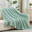 NEWCOSPLAY Super Soft King Blanket New Sage Green Premium Silky Flannel Fleece 3D Ribbed Jacquard Lightweight Bed Blanket All Season Use (New Sage Green Ribbed, King(90"x110")) by CozyNest Decor