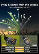 4 Pack 48 LED Solar Firefly Lights with Leaves, Solar Garden Lights Outdoor Decoration with 2 Lighting Modes, Waterproof Solar Outdoor Lights Decorative, Solar Lights for Outside Pathway, Warm White by GreenHaven Gardens