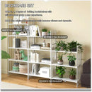 4NM No Assembly 4 Tiers Folding Bookshelf, 47.2" H Foldable Storage Shelves Vintage Bookcase Standing Racks Study Organizer Home Office - All White by CozyNest Decor