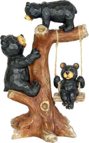 Exhart Garden Sculpture, Bear Family Tree Garden Statue with Real Swing, Outdoor Lawn and Yard Art Decoration, 9 x 6.5 x 14 Inch by GreenHaven Gardens