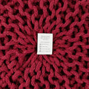 REDEARTH Round Pouf Ottoman - Hand Knitted Cable Boho Poof - Foot Stool Bean Bag - Home Décor Stuffed Footrest for Living Room - Nursery - Bedroom - 100% Cotton Poufs (19.5"x19.5"x14") - Red by CozyNest Decor
