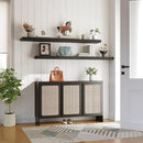 HOOBRO Floating Shelves for Wall, Wall Mounted Shelf Set of 2, 55" Hanging Shelf with Invisible Brackets, for Wall in Bathroom, Bedroom, Toilet, Kitchen, Living Room, Office, Black BK140BJP201 by CozyNest Decor