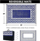 Plastic Outdoor Rug 6'x9' Waterproof Camping Carpet Outside Area Rug Reversible Light Blue Rugs for RV Deck Entryance Porch Picnic Balcony Beach by GreenHaven Gardens