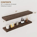 Floating Shelves for Wall Decor, Rustic Solid Elm Wood Live Edge Floating Shelves Wall Mounted, Wall Shelves with Invisible Bracket for Living Room Bathroom Bedroom Kitchen, 32 Inch Set of 2, Walnut by CozyNest Decor
