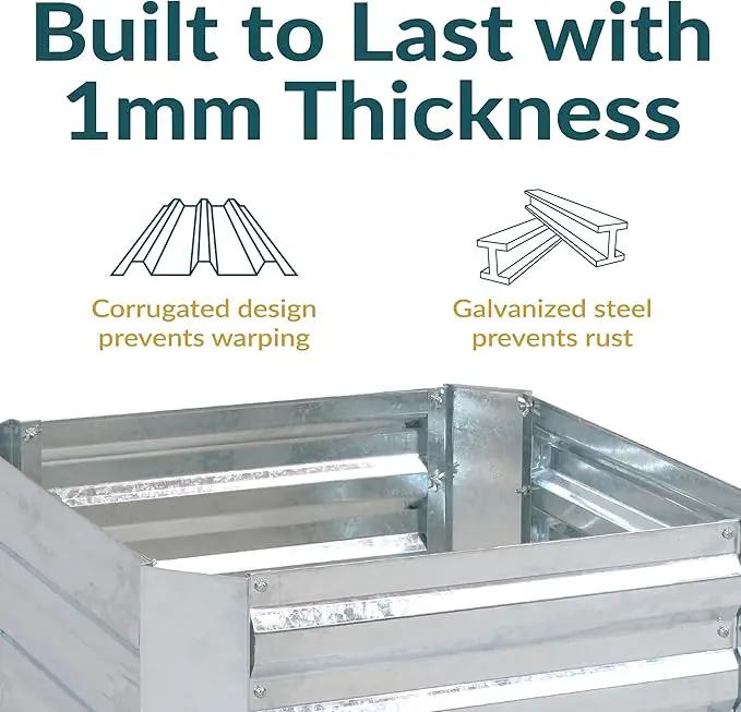 Sunnydaze 11.75" H Raised Metal Garden Bed - Galvanized Raised Garden Bed Outdoor for Vegetables and Flowers - Silver - Square, photo 2 of 9