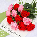 Pink Fake Roses Artificial Flowers - 10 Pcs Fake Artificial Roses Silk Flowers with Stems for Home Wedding Hotel Office Centerpiece Decor by CozyNest Decor