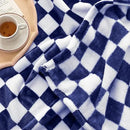 LOMAO Throw Blankets Flannel Blanket with Checkerboard Grid Pattern Soft Throw Blanket for Couch, Bed, Sofa Luxurious Warm and Cozy for All Seasons (Dark Blue, 50"x60") by CozyNest Decor