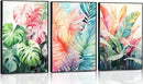 3pcs Tropical Botanical Canvas Wall Art Monstera Leaves Posters Botanical Prints Bohemian style Wall Decor Pictures Palm Leaves Paintings for Bathroom living room Decoration Unframed by CozyNest Decor