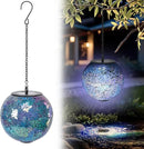 VCUTEKA Solar Chandelier Outdoor, Hanging Mosaic Solar Lights with Hook Up, Solar Garden Lantern Decor for Yard, Deck and Patio, Blue by GreenHaven Gardens