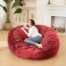 Bean Bag Chairs for Adults - Memory Foam Furniture BeanBag Chair - Kids/Teens Sofa with Soft Micro Fiber Cover - Round Fluffy Couch for Living Room Bedroom College Dorm - 4 ft, Red by CozyNest Decor