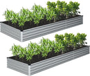 Galvanized Raised Garden Bed,2 Pcs 12×2×1FT Metal Planting Box for Outdoor Vegetable, Herb,Planter Gardening (Silver) by GreenHaven Gardens