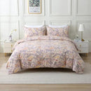 ABREEZE Paisley Bedding Sets 3Pcs Brushed Cotton Duvet Cover Set Queen Size Rustic Damask Gold Floral Comforter Cover with Zipper Closure Boho Bedding Collections by CozyNest Decor