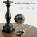 BOBOMOMO 27" Farmhouse Table Lamp Set of 2 with USB A+C for Bedroom Living Room Vintage Rustic Traditional Nightstand Bedside Lamps Retro Side Table Lamps (Black) by CozyNest Decor