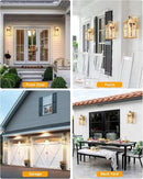 Gold Motion Sensor Outdoor Lights, Waterproof Exterior Lighting Fixtures, Aluminum Modern Outdoor Wall Lights Exterior, Transparent Glass Outdoor Porch Lights for House, Garden, Yard, E26 Base by GreenHaven Gardens