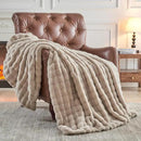 NEWCOSPLAY Faux Fur Twin Blanket Linen Bubble Blanket Thick Warm Soft for Couch Sofa Bed 550GSM (Linen, Twin(60"x80")) by CozyNest Decor