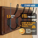 HBCY Creations Dark Wash Brown Rustic Coat Rack Wall Mount with 5 Hooks, Solid Pine Wood 24 inch Wall Hooks for Entryway, Mudroom, Hallway, Bathroom - Vintage Farmhouse Style Wall Mounted Towel Rack by CozyNest Decor