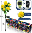 Solar Flower Lights Outdoor - Upgraded New Material Two Modes Realistic LED Solar Powered Waterproof Lights with 5 Roses, Solar Decorative Stake Lights for Garden (Yellow, 1 Pack) by GreenHaven Gardens