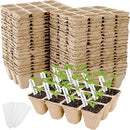 Jucoan 40 Pack Peat Pots Seed Starter Trays, 480 Cells Germination Seedling Pots, Organic Biodegradable Plant Germination Tray with 40 Plant Labels for Vegetable Flower, Herbs, Indoor Outdoor Garden by GreenHaven Gardens