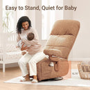 Nursery Swivel Glider Recliner Chair with Adjustable Armrests & Headrest, Rocking Chair Nursery with Removable Cover for Breastfeeding, FSC & Oeko-TEX Certified, Brown by TinyTreasures Baby Boutique