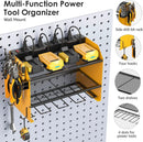 CCCEI Modular Power Tool Organizer Wall Mount with Charging Station. Garage 4 Drill Storage Shelf with Hooks, Screwdriver, Drill Bit Heavy Duty Rack, Tool Battery Holder Built in 8 Outlet Power Strip. by GreenHaven Gardens