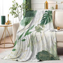 Sage Green Leaf Throw Blanket Mid-Century Green and Gold Boho Flannel Blankets for Couch Bed Living Room Sofa, Decorative Patterned Super Soft Cozy, 50x60 in by CozyNest Decor