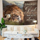 yowecso Lion and Lamb Tapestry Give It To God And Go To Sleep Tapestry Wall Hanging for Bedroom Christian Religious Tapestries Aesthetic Wall Decor for Home Dorm Living Room 50"x60" by CozyNest Decor