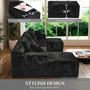 Modular Sectional Sofa Cloud Sectional Couch, 107" Comfy Fluffy U Shaped Black Couches for Living Room, Deep Seat Memory Foam Plush Corduroy Boneless Couch Sectionals with Left Facing Chaise Sofa by CozyNest Decor