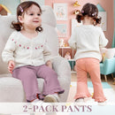 Neutocd Toddler Baby Girl 2-Pack Pants Bell Bottom Infant Baby Girl Solid Ribbed Cotton Leggings by TinyTreasures Baby Boutique