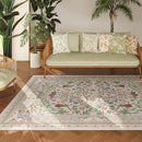 Area Rug 4x6 Rug Washable Vintage Floral Botanical Rugs Non Slip Low Pile Small Carpet for Bedroom, Bedside, Kids Room, Office, Dining Room, Beige by TinyTreasures Baby Boutique