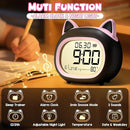Kids Alarm Clock with Night Light for Kids, Small Digital Alarm Clocks for Bedrooms, Routine Builder, Cute Cat Alarm Clock with Sleep Training, Snooze, 12/24H, Date & Day, Temperature, USB Port by TinyTreasures Baby Boutique
