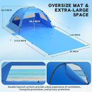 Beach Tent Sun Shelter with Extended Sand Mat 114×82inch，UPF 50+ Protection, 3 Double-Layer Windows for Enhanced Privacy; Portable Beach Shade, 3-4 People. Windproof and Waterproof by TinyTreasures Baby Boutique