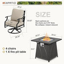 Patio Furniture Set with Fire Pit Table, 5 Pcs Metal Outdoor Conversation Set, 4 Swivel Chairs with 5.75" Extra Thick Cushion and 28" Fire Pit Table for Backyard Deck, Beige by GreenHaven Gardens