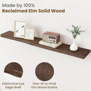 Floating Shelves for Wall Decor, Rustic Solid Elm Wood Live Edge Floating Shelves Wall Mounted, Wall Shelves with Invisible Bracket for Living Room Bathroom Bedroom Kitchen, 48 Inch, Walnut by CozyNest Decor