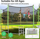 Upgraded 16FT 15FT 14FT 12FT 10FT 8FT Trampoline Outdoor with Basketball Hoop and Net, Capacity for 4-6 Kids and Adults by TinyTreasures Baby Boutique