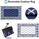 OutdoorLines Indoor Outdoor Rug for Patio 6x9 ft - Reversible Outside Carpet, Stain & UV Resistant Portable RV Mat, Plastic Straw Rug for Camping, Pool Deck, Porch Rhombus Navy & White by GreenHaven Gardens