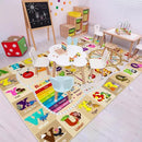 4x6 Playroom Rugs for Kids Washable, Educational and Fun Playmat with ABC Alphabet Animals Shapes Colors, Non-Slip Play Mat Learning Rugs for Baby Toddler Children Game Activity, Beige by CozyNest Decor
