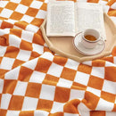 LOMAO Throw Blankets Flannel Blanket with Checkerboard Grid Pattern Soft Throw Blanket for Couch, Bed, Sofa Luxurious Warm and Cozy for All Seasons (Orange, 90"x90") by CozyNest Decor