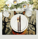 Halloween Black Cat Pumpkin 12x18 Placemats Set of 4 Happy Halloween Bat Branch Linen Table Place Mat Seasonal Fall Washable Heat Resistant Non Slip Table Placemats for Party Kitchen Dining Decor by CozyNest Decor