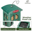 Kingsyard Upgraded Rainproof Bird Feeder for Outdoor Hanging - Metal Feeding Port, Recycled Plastic Wild Bird Feeder with Metal Mesh Tray for Goldfinch Small Bird, Garden Yard Decoration, Green by GreenHaven Gardens