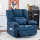 Oversized Power Recliner Chair 350lb with Hidable Cup Holders, Extra Wide Large Big Electric Recliner Chair with Lumbar Support Pillow Nursery Chair Living Room (Power, BLUE-6001) by CozyNest Decor