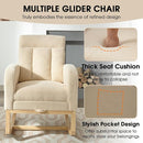 NIOIIKIT Modern Nursery Rocking Chair, Teddy Upholstered Rocking Chair with Footrest, Comfortable Glider Rocker with Side Pocket for Living Room, Bedroom, Nursing Room (Beige) by TinyTreasures Baby Boutique