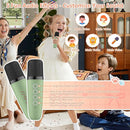 J&D Mini Karaoke Machine for Kids Adults, Portable Bluetooth Speaker with 2 Wireless Mics and Cat Sticker for Girls Boys Age 3–10 Birthday Gifts Princess Toys, Colorful LED, Green by TinyTreasures Baby Boutique