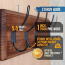 HBCY Creations Dark Wash Brown Rustic Coat Rack Wall Mount with 5 Hooks, Solid Pine Wood 24 inch Wall Hooks for Entryway, Mudroom, Hallway, Bathroom - Vintage Farmhouse Style Wall Mounted Towel Rack by CozyNest Decor