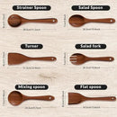 6-Piece Acacia Wood Cooking Utensil Set – Wooden Kitchen Pan Toolset for Nonstick Cookware – Includes Spoons & Spatulas – Non-Scratch, Eco-Friendly Cooking Tools – Everyday Use - Lifetime Replacements by CozyNest Decor